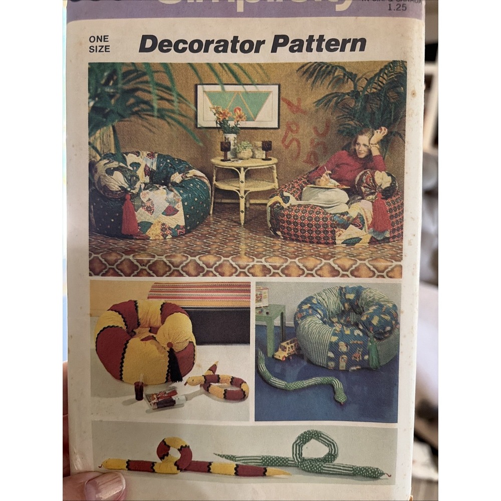 Vintage Simplicity 6066 Tube Chair and Snake Toy Sewing Pattern Uncut 1973